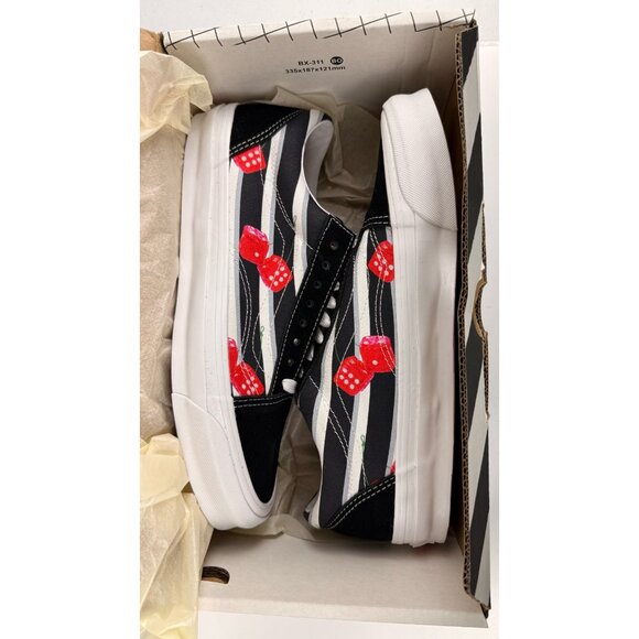 Vans VN0A4P3XB52 S10 Vault OG Old Skool LX Snake Eyes Black Red Dice White Skate - Picture 10 of 10